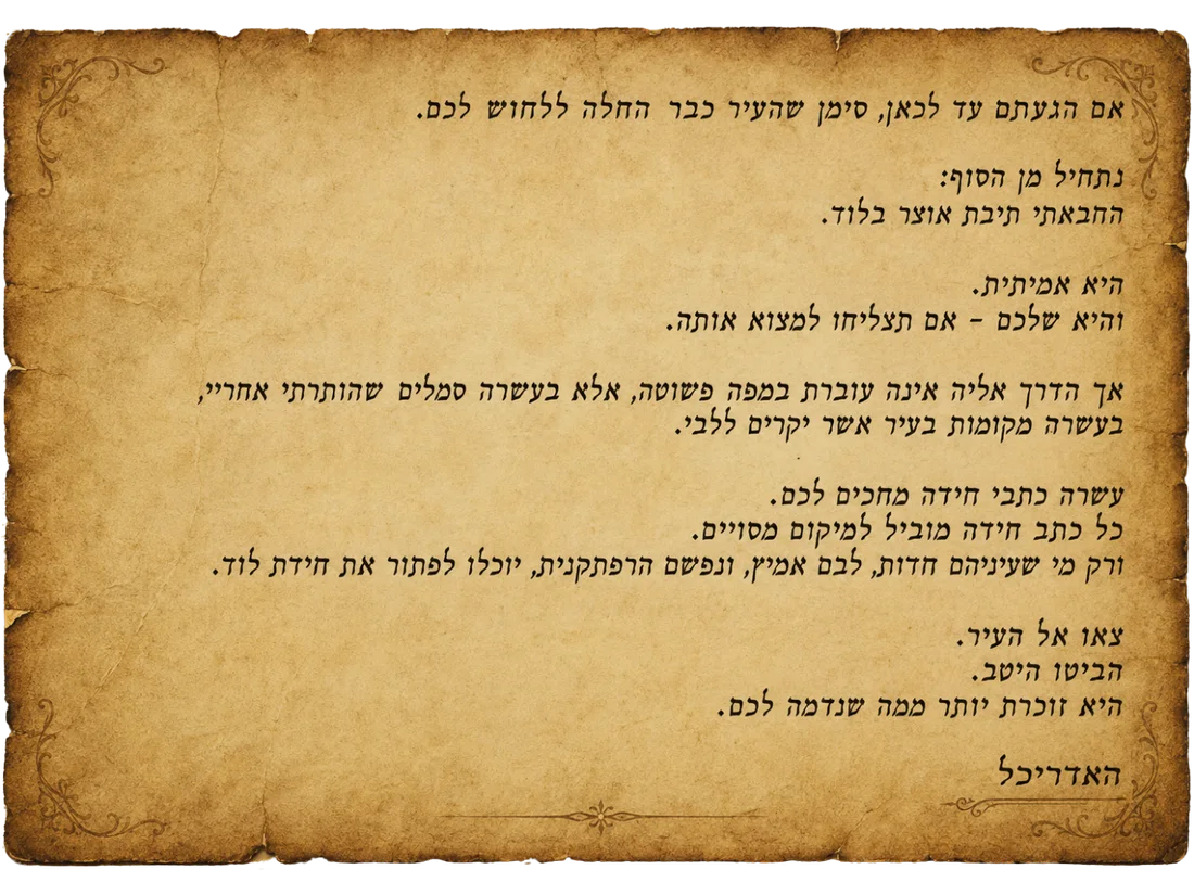 מכתב האדריכל, כתוב בדיו על קלף קרוע
